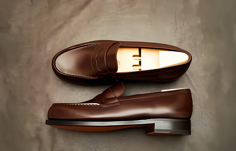 New penny loafers. The shape is simple and standard, and the color is dark brown.