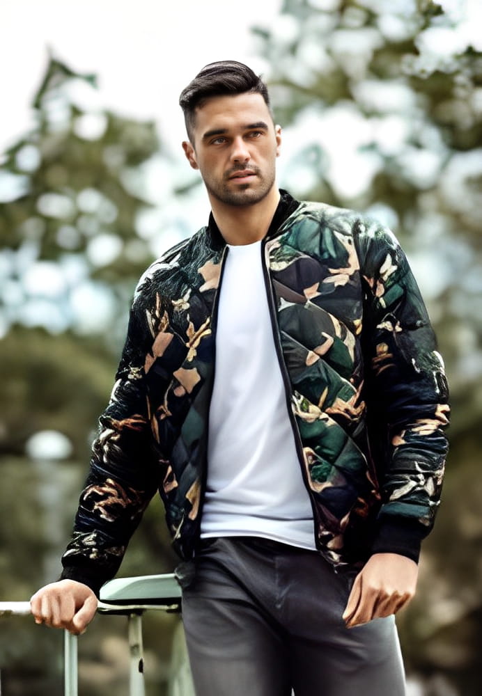 Handsome man wear military jacket Handsome man wear military jacket