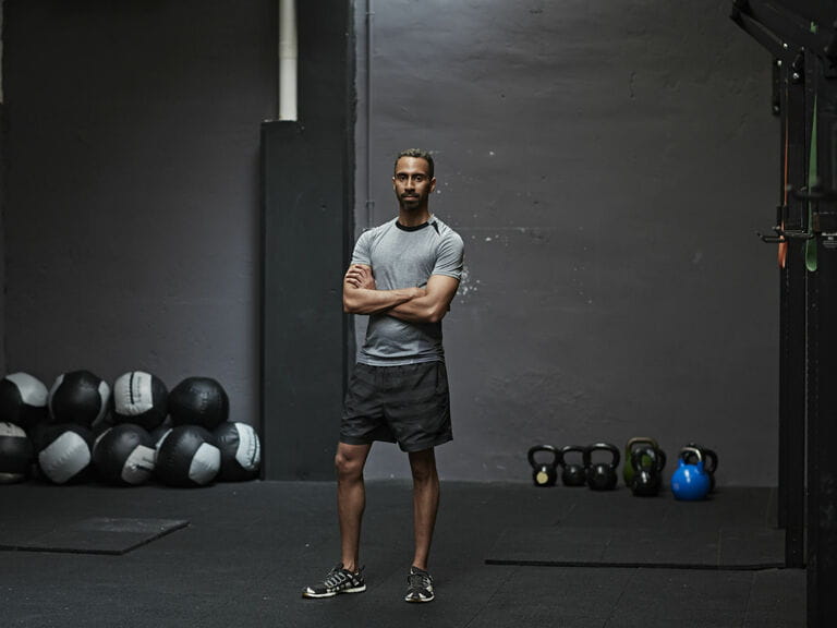 Portrait of male athlete in gym gym Portrait of male athlete in gym gym