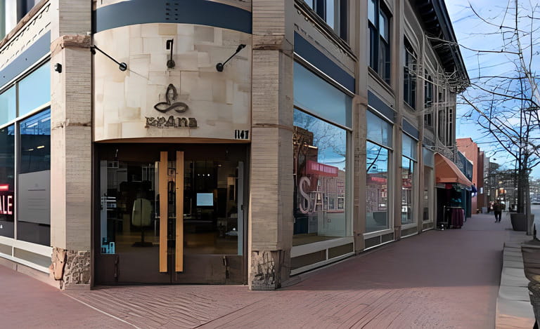 Boulder, CO - January 07, 2020: The Prana storefront on Pearl Street Mall in downtown on a sunny day with blue skies