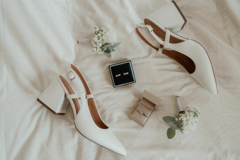 Close-up of bride's shoes
