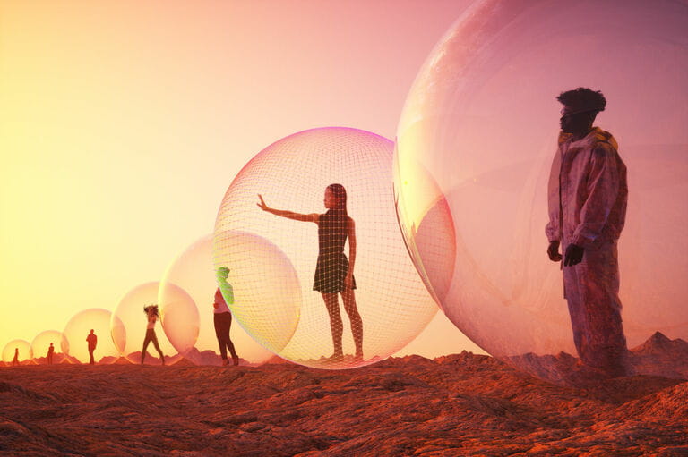 Inside bubble spheres