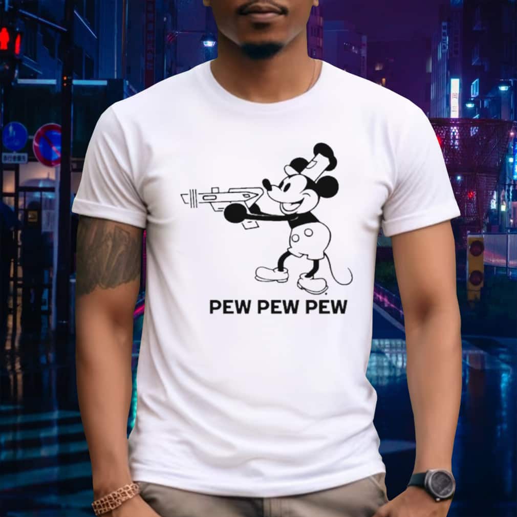 Funny Mickey Pew Pew Pew Steamboat Raygun T-Shirt