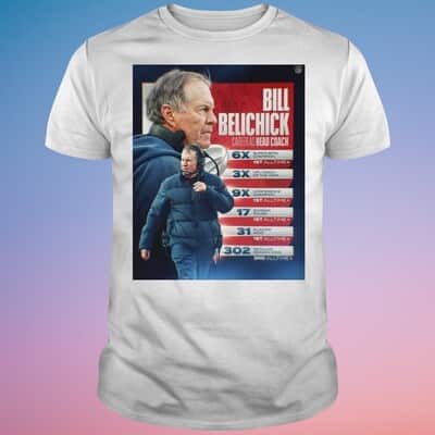 Bill Belichick Career As Head Coach New England Patriots T-Shirt