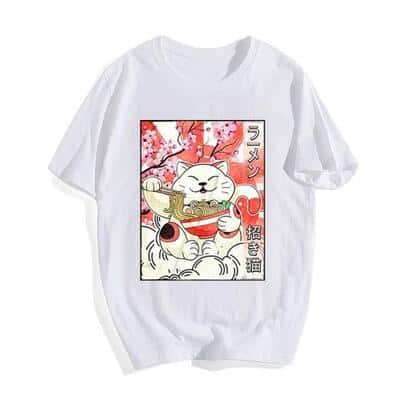 Japanese Noodles Maneki Neko Cat Ramen T-Shirt