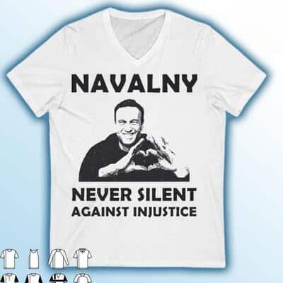 Alexei Navalny Never Silent Against Injustice Men's V-Neck T-Shirt
