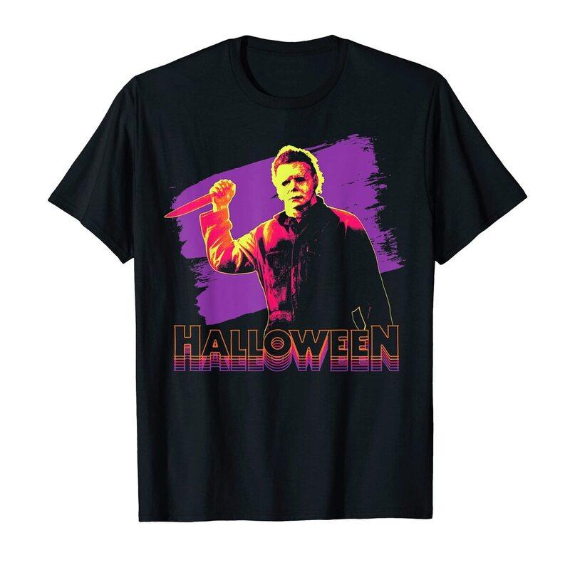 Halloween Michael Myers Neon Portrait T-Shirt