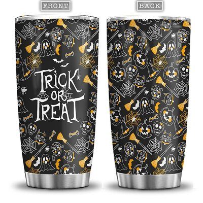 Halloween Witch Boo Ghost Pumpkin Trick Or Treat Tumbler