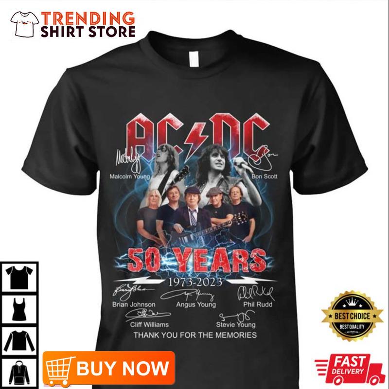 ACDC 50 Years Anniversary 1973 2023 Thank You For The Memories T-Shirt