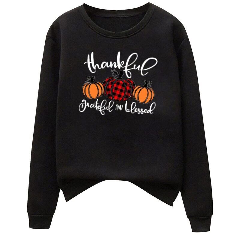 Thanksgiving Thankful Gratefull Blessed Pumpkin Sweatshirt