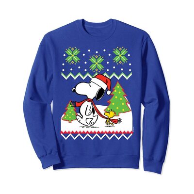 Christmas Peanuts Santa Snow Snoopy Woodstock Sweatshirt