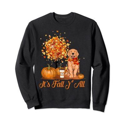 Thanksgiving It's Fall Y'all Golden Retriever Dog Sweatshirt