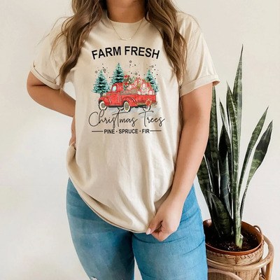 Vintage Farm Fresh Christmas Trees Pine Spruce Fir T-Shirt