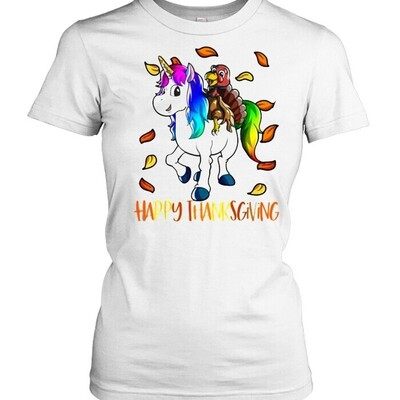 Happy Thanksgiving Unicorn Turkey T-Shirt
