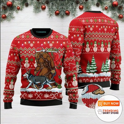Bigfoot Husky Ugly Christmas Sweater