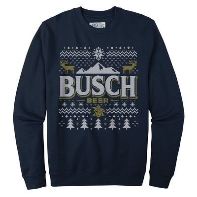 Busch Beer Ugly Christmas Sweater Deer Pine