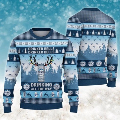 Busch Light Ugly Christmas Sweater Drinker Bells