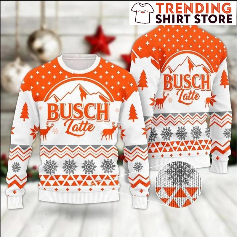 Busch Latte Christmas Sweater Snowflakes Beer Drinkers Gift