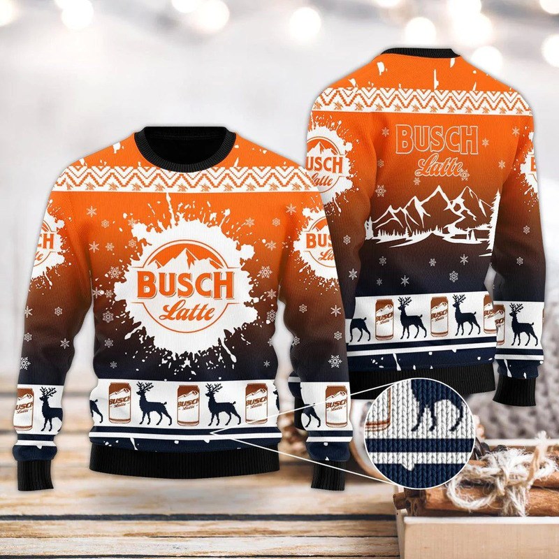 Busch Latte Christmas Sweater Orange Deer Christmas Gift