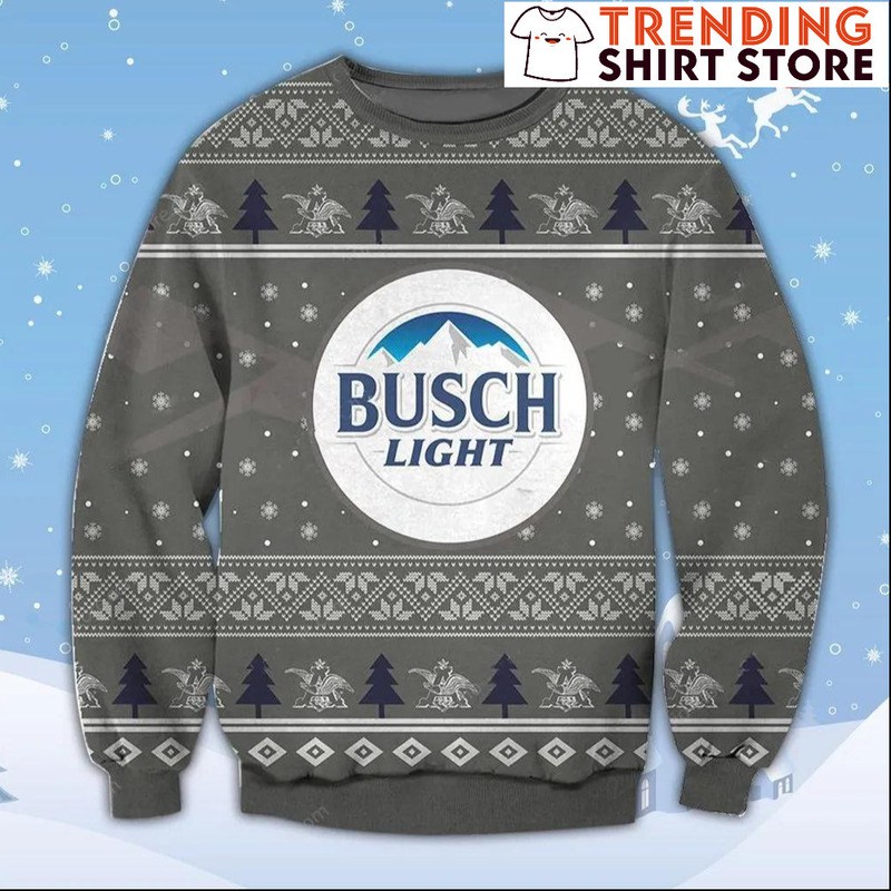Grey Busch Light Beer Ugly Christmas Sweater