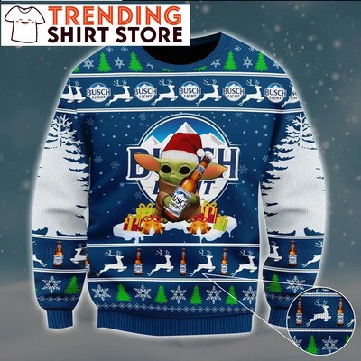 Baby Yoda Busch Light Ugly Christmas Sweater