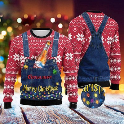 Coors Light Ugly Christmas Sweater Merry Christmas