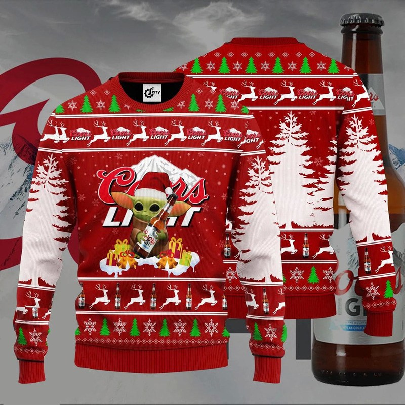 Christmas Baby Yoda Coors Light Ugly Christmas Sweater