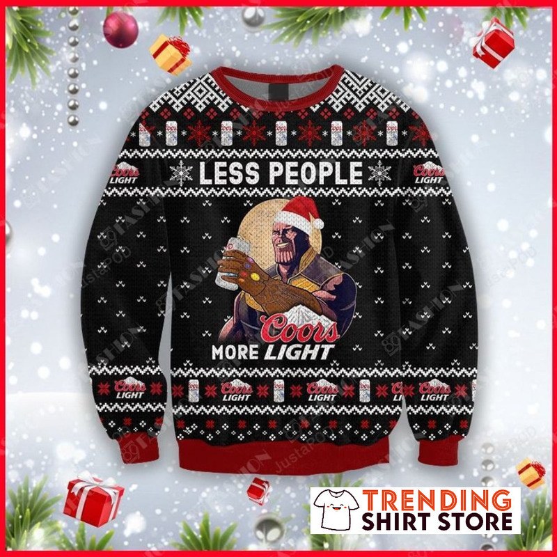 Less People More Coors Light Ugly Christmas Sweater Thanos