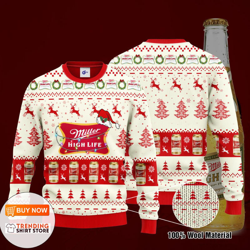 Miller High Life Christmas Sweater Xmas Gift For Beer Drinkers