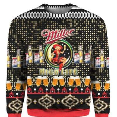 Miller High Life Christmas Sweater Surprise Gift For Beer Drinkers