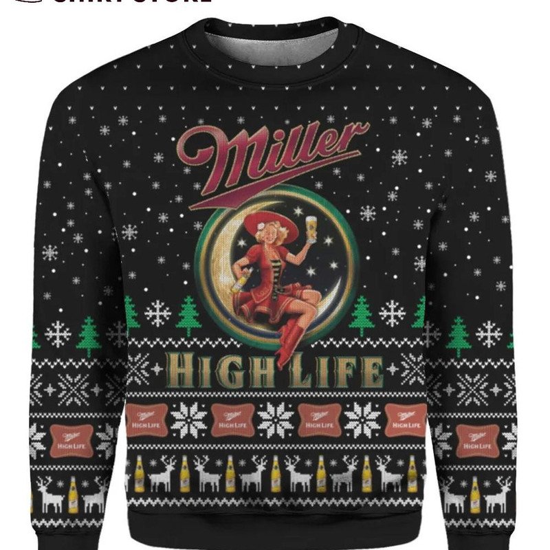 Miller High Life Christmas Sweater Xmas Gifts For Beer Lovers