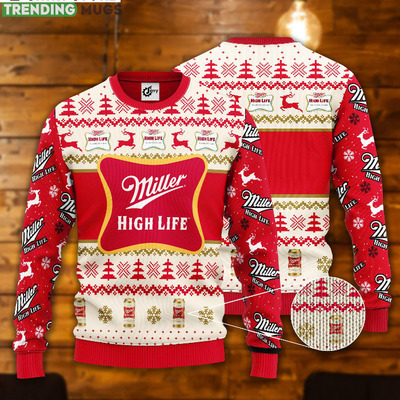 Red Miller High Life Christmas Sweater Beer Lovers Gift