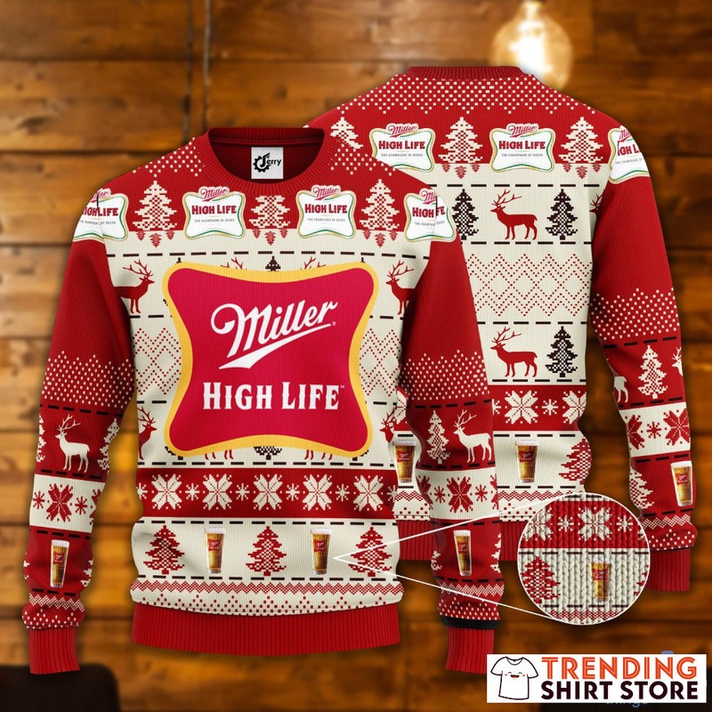 Miller High Life Christmas Sweater Beer Lovers Gift