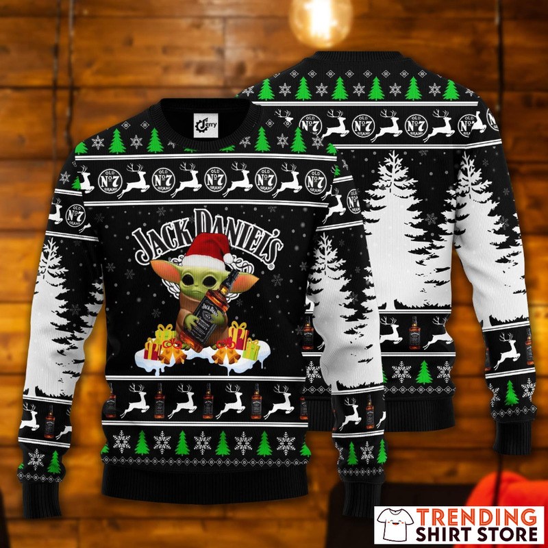 Baby Yoda Hug Jack Daniels Ugly Christmas Sweater