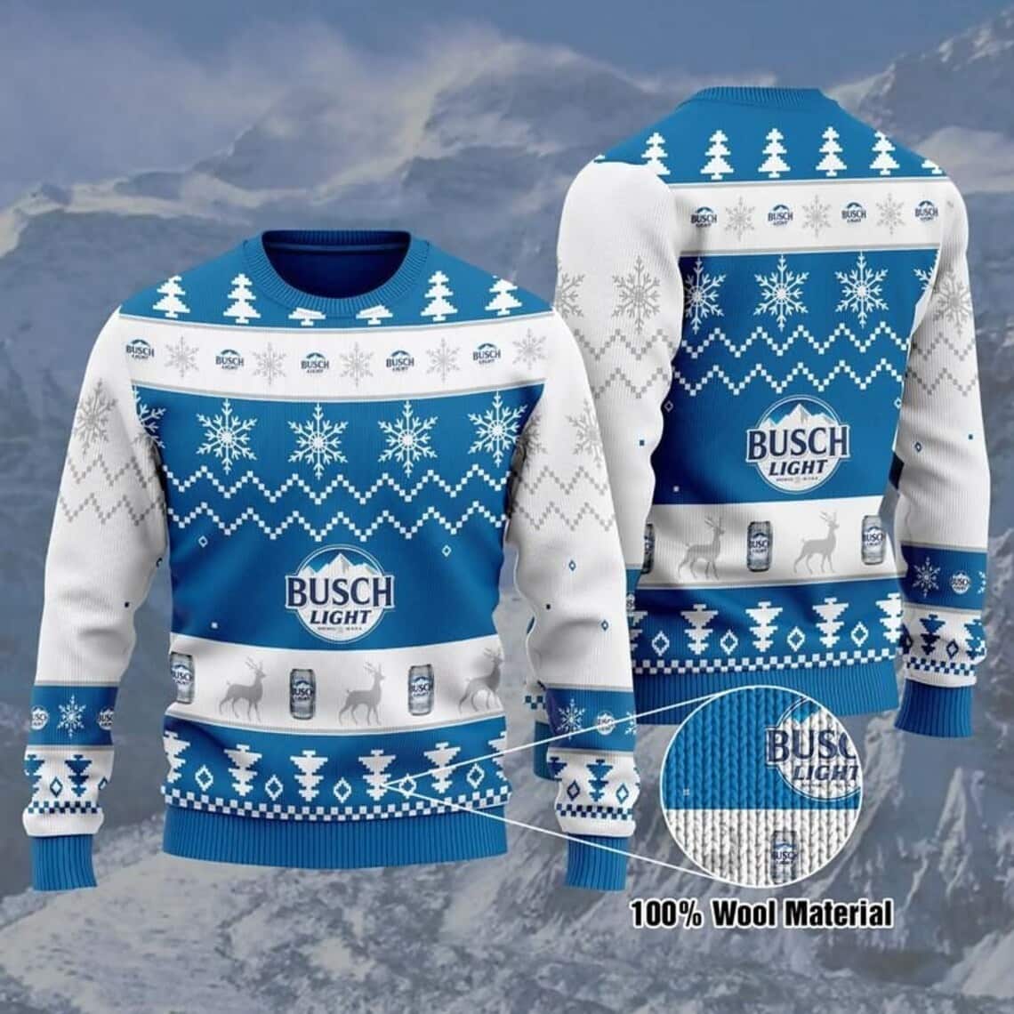 Blue Busch Light Ugly Christmas Sweater Beer Drinkers Gift