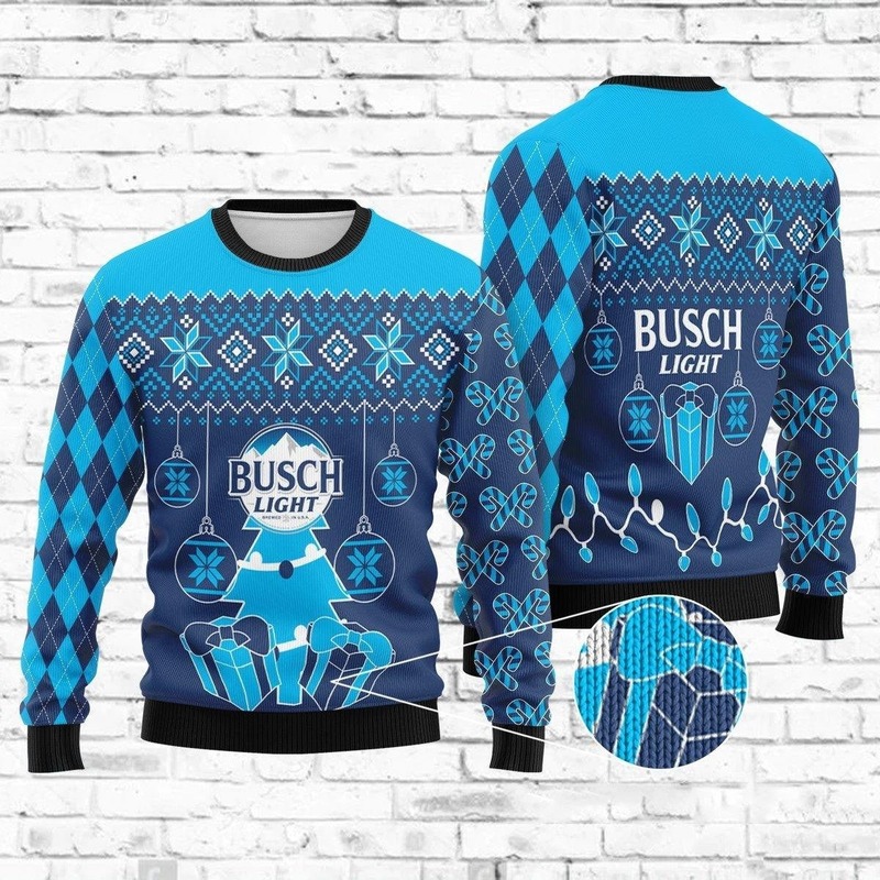 Blue Busch Light Ugly Christmas Sweater Cool Gift For Beer Lovers