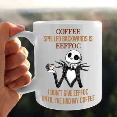 Jack Skellington Mug Coffee Spelled Backwards Is Eeffoc
