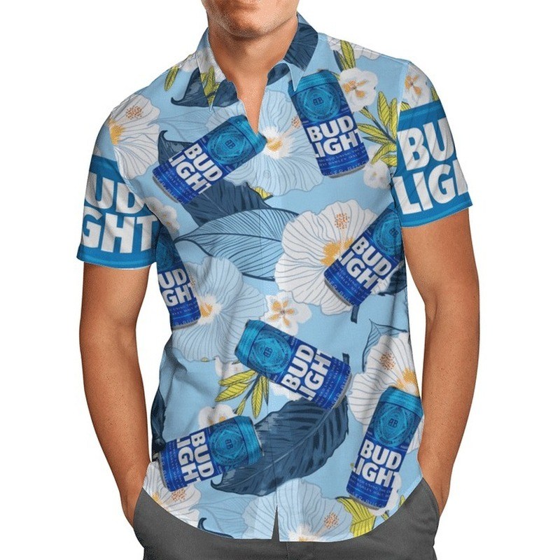 Bud Light Platinum Hawaiian Shirt Light Beer Brewed For The Night Bud Light Platinum Hawaiian Shirt Light Beer Brewed For The Night