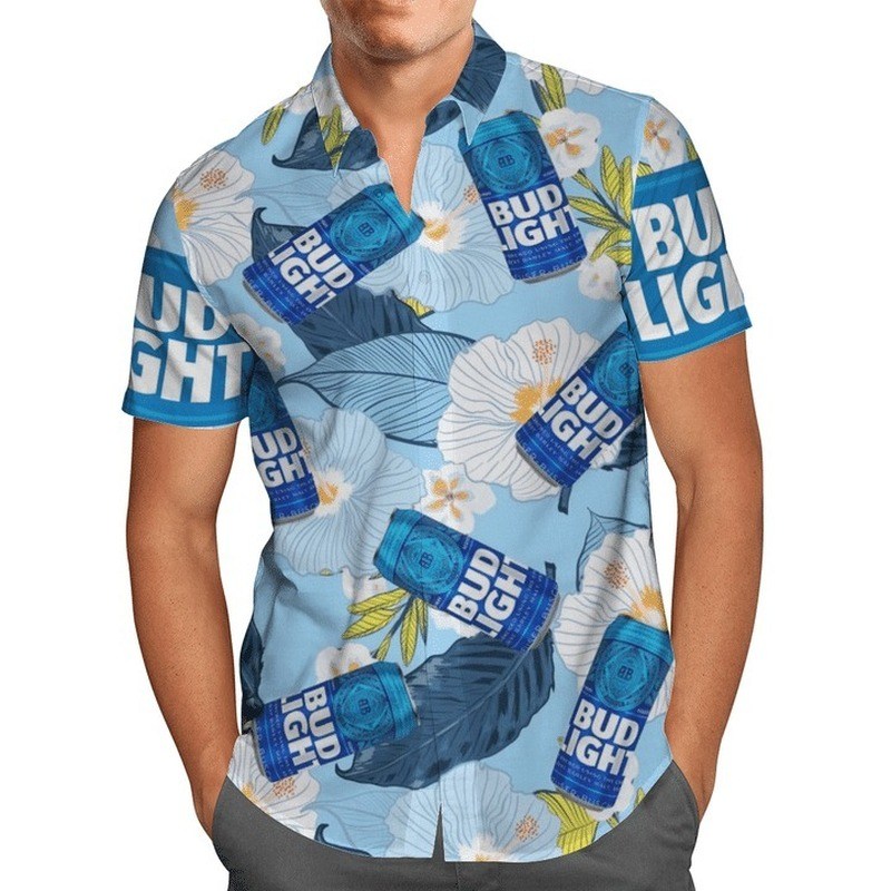 Bud Light Platinum Hawaiian Shirt Light Beer Brewed For The Night