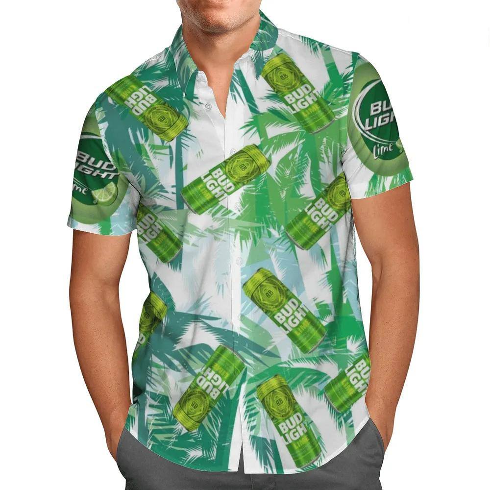 Bud Light Lime Hawaiian Shirt Lager Naturally Flavored