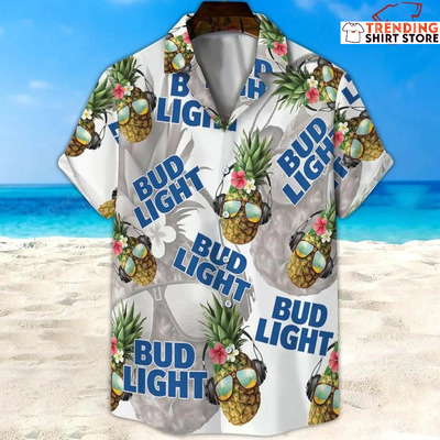 Funny Pineapple Bud Light Beer Hawaiian Shirt Beach Lovers Gift