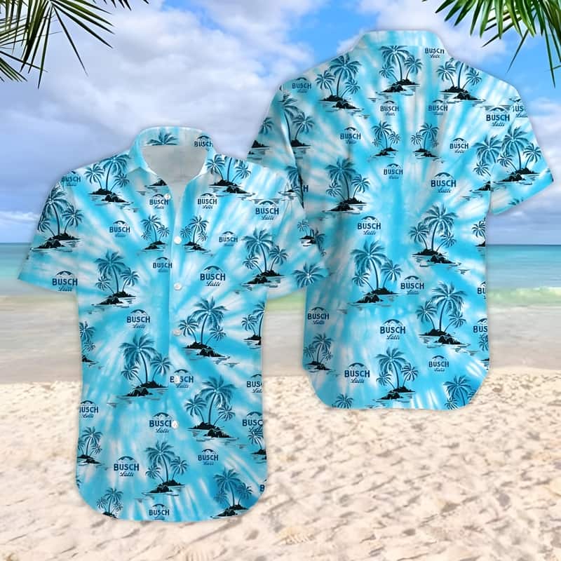 Busch Latte Hawaiian Shirt Coconut Trees Gift For Beer Lovers