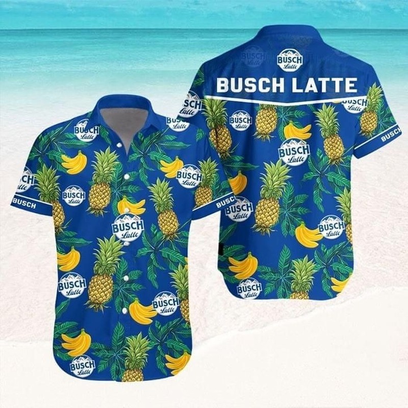 Busch Latte Beer Hawaiian Shirt Pineapple Banana