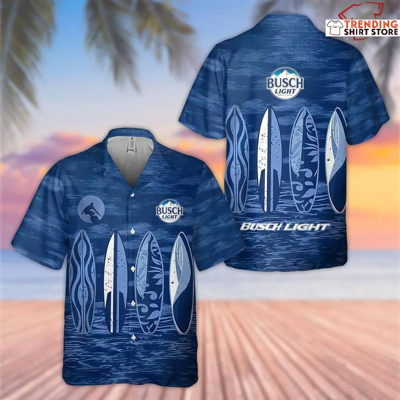 Navy Busch Light Hawaiian Shirt Gift For Beer Drinkers