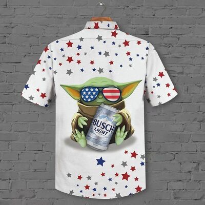 Star Wars Baby Yoda Hugs Busch Light Hawaiian Shirt