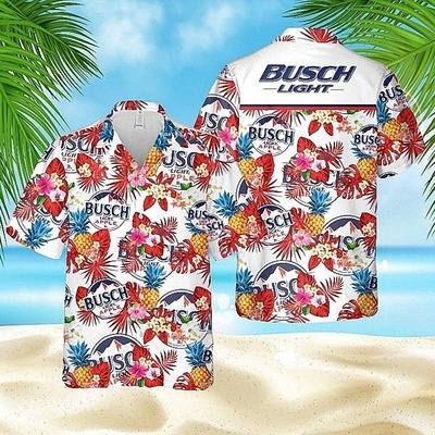 Busch Light Apple Hawaiian Shirt Tropical Floral Summer Holiday Gift