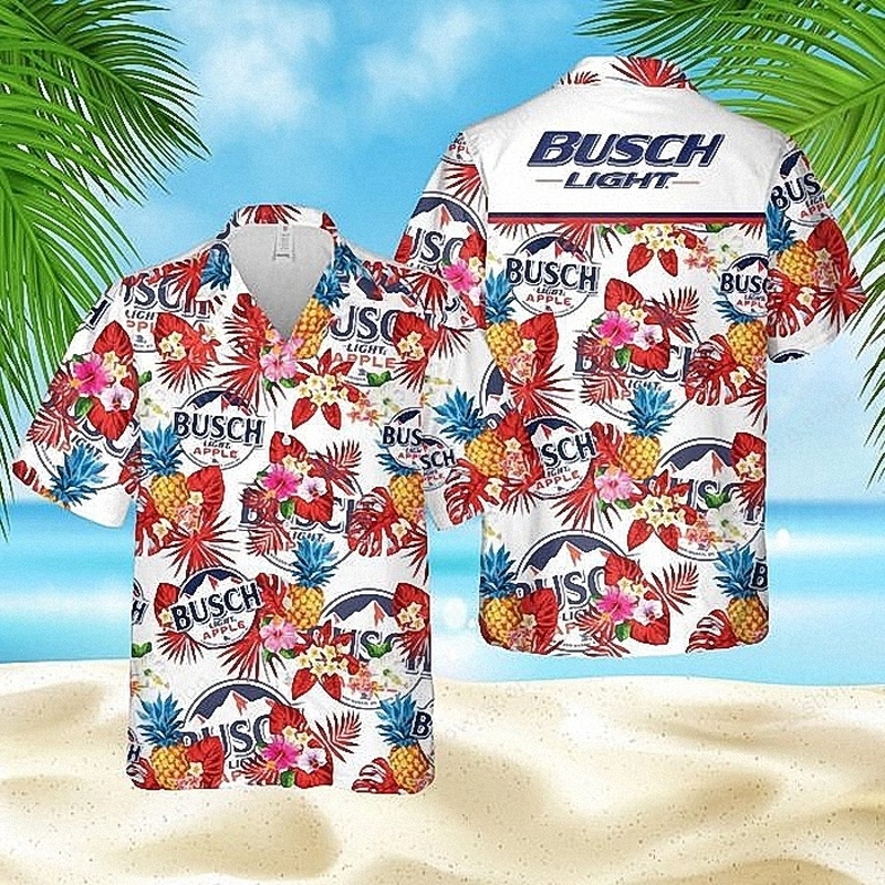Busch Light Apple Hawaiian Shirt Tropical Floral Summer Holiday Gift