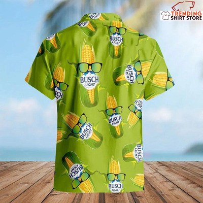 Funny Busch Light Hawaiian Shirt Corn Wearing Sunglasses
