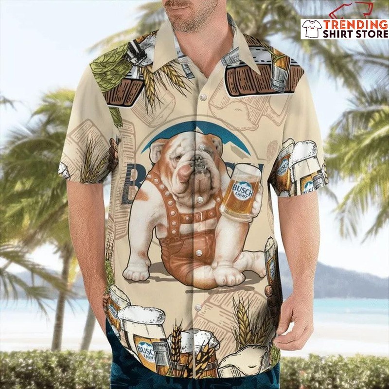 Bulldog Busch Light Beer Hawaiian Shirt Bulldog Busch Light Beer Hawaiian Shirt