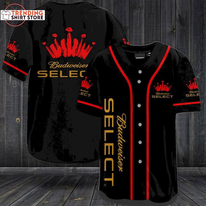 Cool Red Black Budweiser Select Baseball Jersey